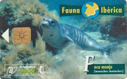 TC Puce Espagne Série Fauna Ibérica - ANIMAL - PHOQUE MOINE - SEAL Chip Spain Phonecard - SEEHUND - Basisuitgaven