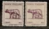ITALIA - 1944  LUPA CAPITOLINA - 2 STAMPS - 1 FONDO DI SECUREZA In BRUNO - Sassone # 515 - 515Ai - Yvert # 451 - MINT - Neufs