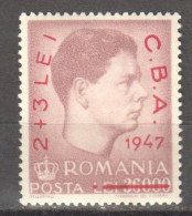 Rumänien; 1947; Michel 1077 **; Balkan-Spielen Mit Aufdruck C.B.A. - Neufs