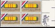 US Scott 1802 - Zip Block Of 4 - Vietnam Vets 15 Cent - Mint Never Hinged - Blocks & Sheetlets