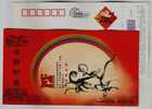 Swimming,cartoon Mouse,olympic Event,China 2008 Tianjin Post Lunar New Year Of Rat Pre-stamped Card - Nuoto