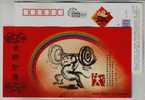 Weightlifting,weight Lifting,cartoon Mouse,olympic Event,China 2008 Tianjin Post Lunar New Year Of Rat Pre-stamped Card - Pesistica