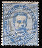 1879 REGNO 25C AZZURRO SASS 40 ANNULLO NUMERALE A BARRE - Oblitérés