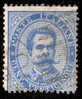 1879 REGNO 25C AZZURRO SASS 40 ANNULLO NUMERALE A BARRE - Oblitérés