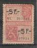 BELGIQUE, TAXES FISCALES " Minguet" , Rose , 5F + 5F Obl ;  B/TB - Timbres