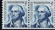 US Scott 1304 - Coil Line Pair - 5 Cent George Wasington Mint Never Hinged - Roulettes