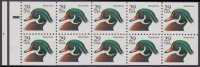 !a! USA Sc# 2484a MNH BOOKLET-PANE(10) W/ Left Margin & Plate-# (a1) - Wood Duck - 3. 1981-...