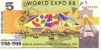 AUSTRALIE   5 Dollars EXPO UNIVERSELLE 1988   ***** BILLET  NEUF ***** - Local Currency