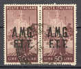 Italy Triest Zone A AMG FTT 1947 Mi. 16, 50 L Italia Horizontal Pair - Used