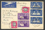 South Africa Par Avion Airmail Per Lugpos Label Mult Franked UMKOMAAS Deluxe Cancel FDC 1947 Cover Royal Visit - FDC
