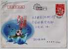 Arctic Beluga Whale,Red-crowned Crane,seagull Bird,CN08 Dalian New Year Greeting Advertising Postal Stationery Envelope - Baleines