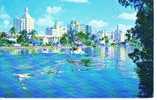 ETATS UNIS Hotel Row And Indian Creek Miami Beach Cpa Couleur - Miami Beach