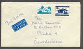 Bulgaria Airmail Par Avion Label On Sopfia Cover To Prag Czechoslovakia Buildings - Storia Postale