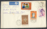 Poland Beauty Mult Franked Lotnicza Par Avion Label Deluxe Torun Cancel 1987 Cover To Denmark - Avions