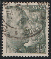 España 1949 Edifil 1051 Sello º General Francisco Franco Bahamonde (1892-1975) 40c Michel 847C Yvert 790A Spain Stamps - Gebraucht