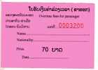 TICKET DE TRANSPORT - BATEAU -  TRANSFRONTALIER THAILANDE - LAOS - MUKDAHAN/SAVANNAKHET - VIERGE - Europe