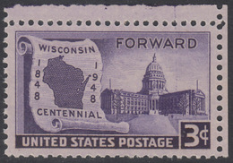 !a! USA Sc# 0957 MNH SINGLE From Upper Right Corner (a1) - Wisconsin Centennial - Nuevos