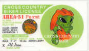 UFO - Cross Country Biker License - Souvenir Area 51 - Obj. 'Remember Of'