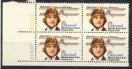 1980 US Airmail MNH Plate Block Of 4 "Blanche Stuart Scott" With Biplane - Plate Blocks & Sheetlets