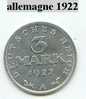 Piece D´allemagne 3 Mark 1922 - Other & Unclassified