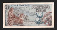 REPUBLIK INDONESIA - 1961: BANCONOTA DA 2, 1/2 RUPIAH - NON CIRCOLATA (FDS-UNC) - OTTIME CONDIZIONI. - Indonesië