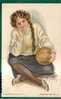 GIRL With BASKET BALL - UNUSED 1911 POSTCARD Artist Signed ALLICE LUELLA TIDLER - Ed. Edward Gross, NY  -FIDLER COLLEGE - Basketbal