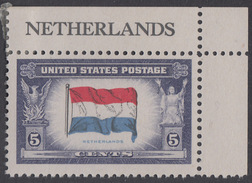 !a! USA Sc# 0913 MH SINGLE From Upper Right Corner- Overrun Countries: Netherlands - Unused Stamps