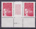 VARIETE TYPE MARIANNE DU 14 JUILLET  BLINDZAHN PAIRE INTERPANNEAU     NEUFS LUXES - Unused Stamps