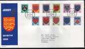 Fdc Jersey 1981 Armoiries De Familles écussons Blasons - Covers