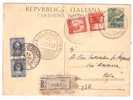 25377)cartolina Racc. Con 12£+4£+10£ Democratica + 2x30£ Marca Da Bollo Da Gela A Città Il 21-3-1948 - Revenue Stamps