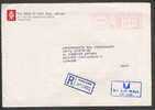 Hong Kong Bank Of Asia Purple Airmail Par Avion Cancel Registered Meter Stamp Cover 1987 To Sparrekassen SDS In Denmark - Briefe U. Dokumente