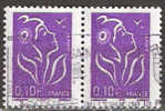Timbre France Y&T N°3732x2 (1) Obl. Paire. Marianne De Lamouche 0.10 €.  Violet-rouge. Cote 0.30 € - 2004-2008 Marianne Of Lamouche