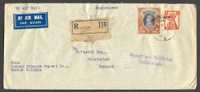 British Indian Tobacco Exp Co Registered & Airmail Labels GUNTUR 1949 Cover HOLSTEBRO Purple Line Costoms Douane Cds. !! - 1936-47 Koning George VI