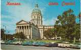 Topeka KS State Capitol Building 1950s/60s Vintage Autos On Chrome Postcard - Autres & Non Classés