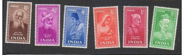 1952 India Mint Hinged Set Saints And Poets-Nobel Rabindra Nath Tagore-Kabir-Tulsi-Meera Bai - Ungebraucht