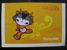 2008 Beijing Olympic Games Mascot -- Fuwa Yingying, Tibetan Antelope, China Prepaid Letter Card - Ete 2008: Pékin