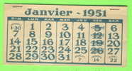 CALENDRIER 1951 - - Tamaño Pequeño : 1941-60