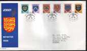 Fdc Jersey 1981 Armoiries De Familles écussons Blasons - Covers