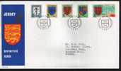 Fdc Jersey 1982 Armoiries De Familles écussons Blasons & Carte La Manche The Channel - Covers