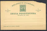 Portuguese India Postal Stationery Ganzsache Card 1/4 Tanga King Luis I Mint - Inde Portugaise