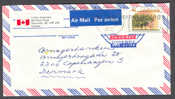 Canada Airmail Par Avion Label 1995 Cancel Cover To Amager Bank Copenhagen Denmark - Poste Aérienne