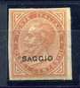 1863 ITALY    Vitt. Ema. II  10 Cents Imperforated Overprinted SAGGIO  MINT HINGED - Ongebruikt