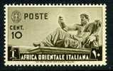 A.O.I. 1938 Various Subjects  10 Cent  Cat. Sassone N° 4  MINT NEVER HINGED - Italienisch Ost-Afrika