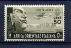 A.O.I. 1938   50 Cent Cat. Sassone N° A2  MINT NEVER HINGED (brown Gum On The Rigth Side) - Africa Orientale Italiana