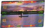 PERU PUZZLE  OF 4 SUNSET AT LAKE  CODE: PER-TE-023-025&027 CABLE TELEVISION AD  BACK  CHIP   READ DESCRIPTION !!! - Perù