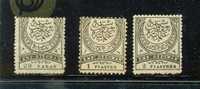 1888 CRESCENT EMPIRE OTTOMAN POSTAGE DUE STAMPS MICHEL: P16A-P18A MH * - Nuovi