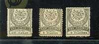 1888 CRESCENT EMPIRE OTTOMAN POSTAGE DUE STAMPS MICHEL: P16A-P18A MH * - Ongebruikt