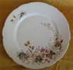 1 Assiette Plate Ancienne Porcelaine - Motif Fleurs - Autres & Non Classés