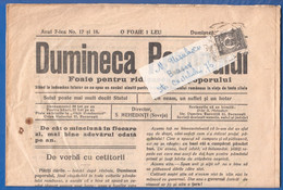 Rumänien; Wrapper 1923; Michel 265; Zeitung Dumineca Poporului Nr 17/18; 8 Seiten; Romania - Storia Postale