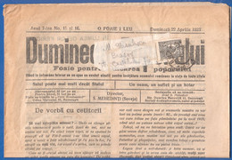 Rumänien; Wrapper 1923; Michel 265; Zeitung Dumineca Poporului Nr 15/16; 8 Seiten; Romania - Covers & Documents